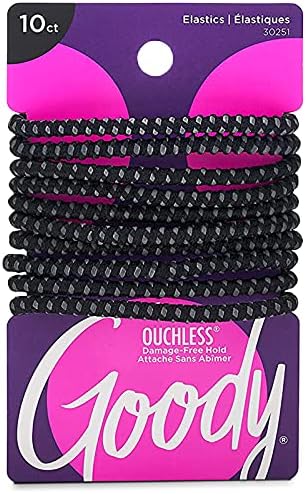 Ouchless No Slip Hair Ties, 10 Ct, Black, 4MM Rubber Bands, SlideProof, Pain-Free Styling Accessories for Women & Men, Made for Long-Lasting Braids, Ponytails & More, All Hair Types