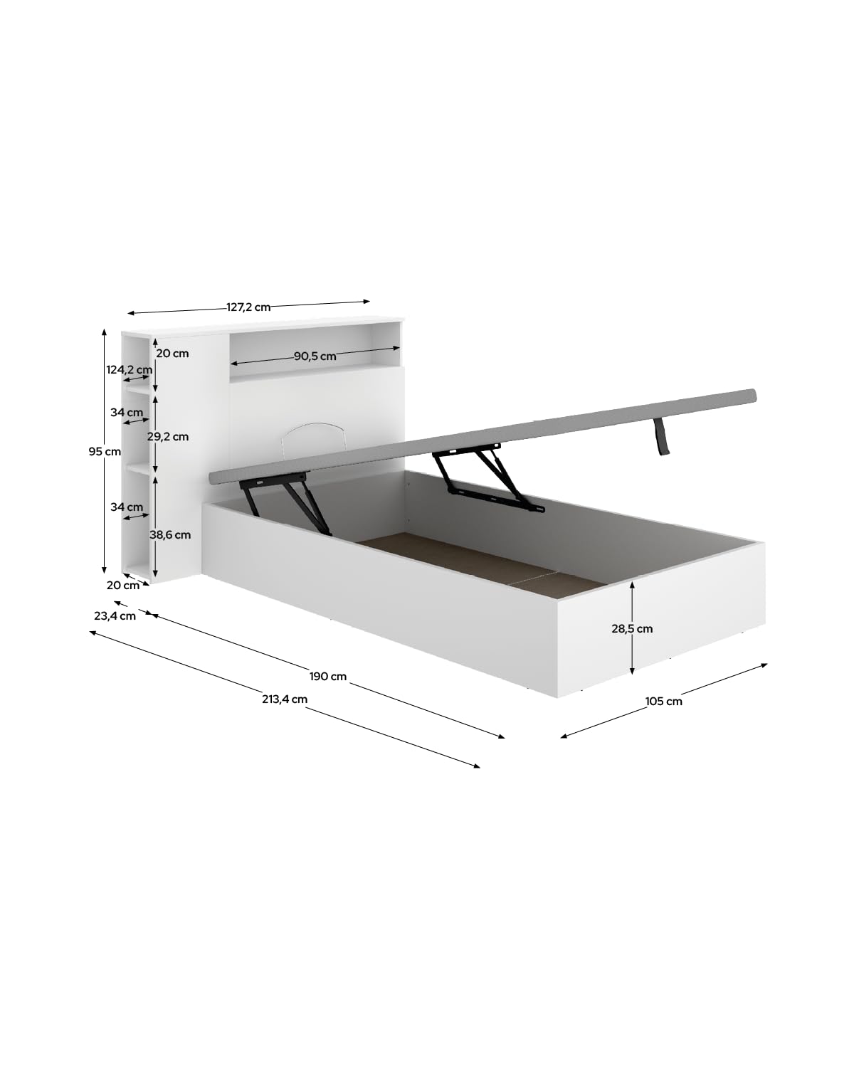 DEKIT Grupo RIMOBEL - Ten Cabezal Cama 120 + CANAPE Recto 105- Blanco -96x127,2x213,4cm