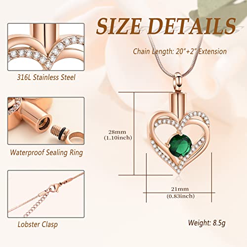 Minicremation Cremation Urn Necklace for Ashes Cremation Jewelry Heart Urn Necklace for Women Girls Birthstone Memorial Jewelry Pendant for Ashes for Human Pet - Image 2