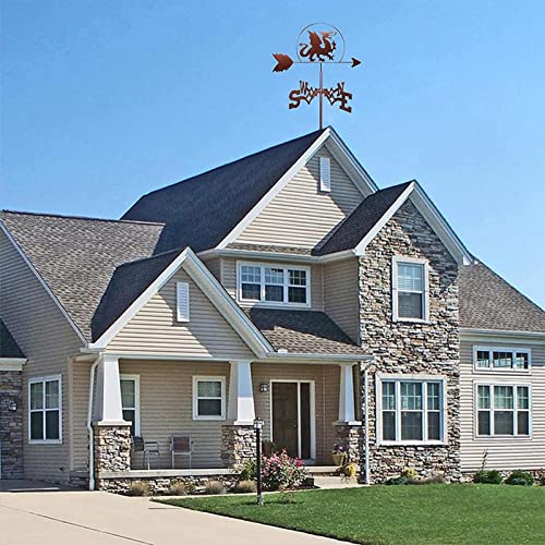 Wzglod Garden Weather Vane Dragon Shape Silhouette Wind Vane Metal Weathervane With Anti-Rust Coating Wind Direction Indicator For Farm Scene Yard Decoration #TOP5
