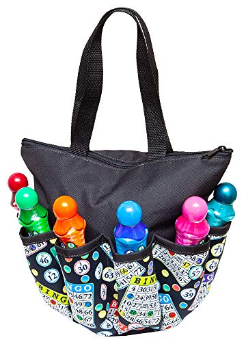 Bolso Tote Grande Negro I Love Bingo con 10 Bolsillos miniatura 6