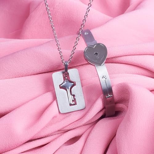 Image of SALTY Anti Tarnish Fancy Loving Gift Box | Necklace, Earrings & Bracelet Jewellery Set for Women | Stylish Minimal Jewelry Sets | Modern Design Aesthetic Accessories | Ideal for Gifting | Gift for Diwali, Christmas, Marriage, Birthday