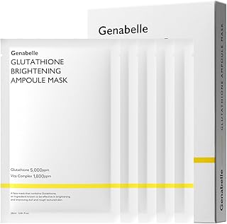 Genabelle Glutathione Brightening Ampoule Mask - Lightweight, Intensive Brightening Mask Sheet 5pcs