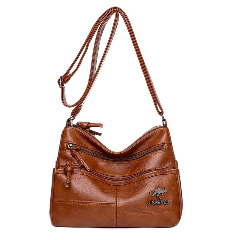 CHENXIAOHONG Bolsa feminina de couro sintético, bolsa transversal e de ombro feminina, estilo vintage, bolsa média resistente para trabalho e uso diário(Caramelo)