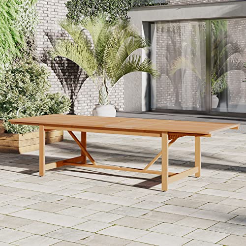 Amazonia | Eucalyptus Wood | Ideal For Patio And Outdoors Nardo 13-Piece Rectangular Extendable Dining Set, Brown #TOP2