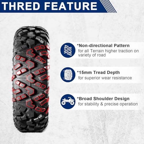 Image of MaxAuto AT25x8-12 ATV UTV Tires, 25x8x12 All Terrain ATV Tires for All Trail Tire, 25 8 12 Mud Sand Off-Road Tire 205 /80-12, 6PR Tubeless, 2 Pack