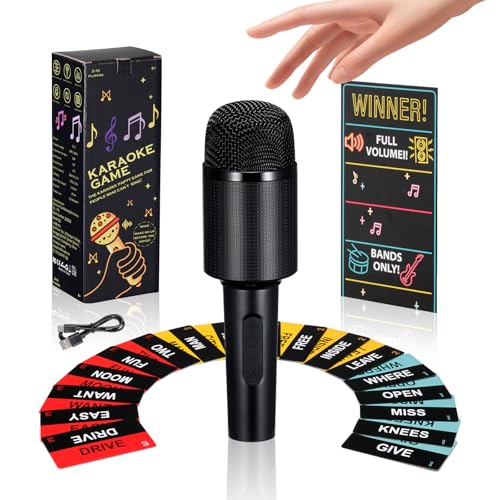 2026 Grab Microphone Game with Real Microphone 2-10 Players -Singing Party Game for Adults Family Teens 250 Lyric Challenge(135 Cards) Fun Music Mic for Games Night Christmas Birthday Party