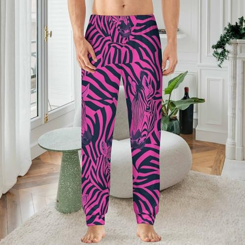 Zebras Pattern Stitching Men's Pajama Bottoms Sleep Lounge Soft Comfy Pants Sleepwear2