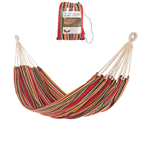 Castaway Living Large Red Multicolor Stripe Brazilian Double Hammock with Matching Storage Bag, Designed in The USA, Perfect for Backyard, Patio, Bedroom, Beach & More