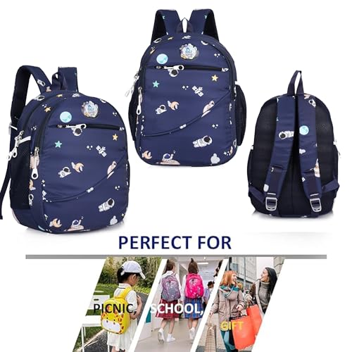 Image of Half Moon Galaxy Pre Nursery to Class 2 School Bags for Kids 2-5 years Boys Girls Bag /3 Compartment Backpack Bagpack 5-7 years Daypack Picnic Back Pack For School /Nursery Going Boy & Girl (Navy)