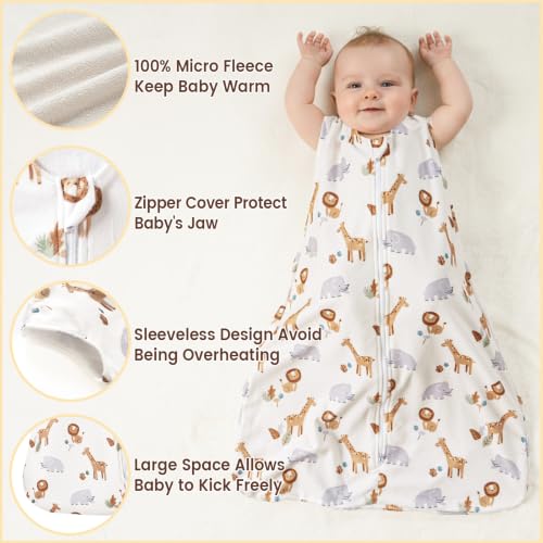 Image of PHF 3 Pack Warm Micro-Fleece Baby Sleep Sack 6-12 Months, Soft Baby Wearable Blanket, 2-Way Zipper Sleeping Bags, Comfy Toddler Sleeping Sack for Boys, Medium Size, Woodland