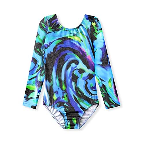 HOZIY Gymnastics Leotards for Girls Unicorn Pink Purple Sparkly Dancewear Activewear Quick Dry 9-10 Years Abstract Swirl