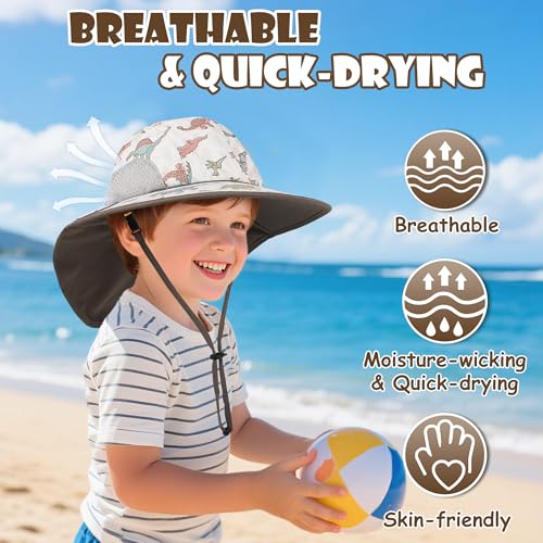 OMDEX Toddler Kids Sun Hat with Neck Flap Boys Girls Summer Beach Hat UPF 50+ Reflective Kids Fishing Safari Hat Wide Brim3