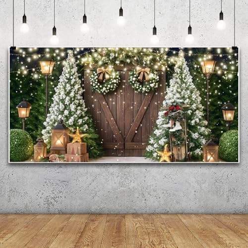Amazon.com : Leowefowa 20x10ft Christmas Backdrop Christmas Tree Rustic ...