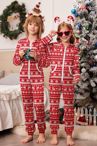 Ekouaer Family Christmas Onesie Pajamas Matching Sets Hooded One Piece Pjs - image 5