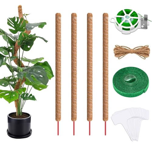 RYHX Moss Pole,25 Inches Moss Pole for Cheese Plant,Monstera Moss Pole,Bendable Coco Coir Poles Plant Moss Stick,Plant Supports for Indoor Climbing Plants Growth(4 * 25 Inch)