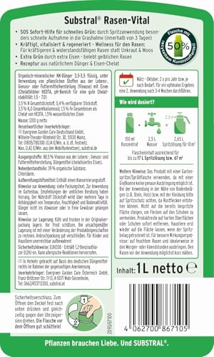 Substral Rasen-Vital, 1L für bis zu 67qm - SOS Sofort-Hilfe für schnelles Grün auf Rasenflächen, mit Rasen-Kraft-Formel