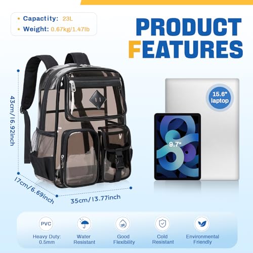Image of PIG PIG GIRL Clear Backpack for School,Heavy Duty PVC Transparent Bookbag for Girls Stadium Approved See Through Backpack