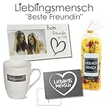 1xBilderrahmen 'Beste Freundin der Welt' Breite: 25 cm, Höhe: 13 cm, Material: MDF weiß mit schwarzer Schrift und Spiegelapplikation
