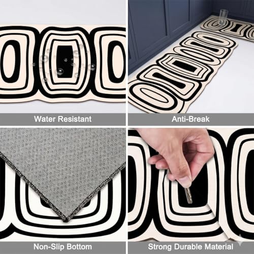 Image of Kitchen Anti Slip Mat for Floor, Waterproof Washable Kitchen Mats, Non Slip Kitchen Floor Mats for Home, Soft Mats for Kitchen, Kitchen Mats for Floor Anti Slip (Fancy Cream Geometric)