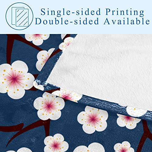 Couverture douce motif fleurs de prunier 150x100 cm pour lit et canapé