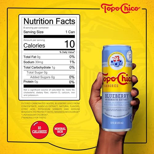 Image of Topo Chico Sabores Blueberry and Hibiscus Sparkling Water, 12 fl oz, 8 Pack