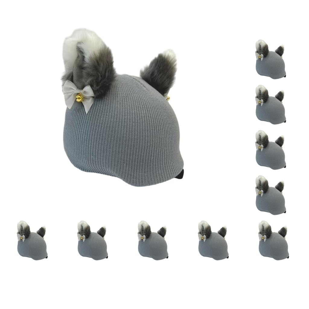 Pokrowiec na kask narciarski śnieg ochraniacz kreatywny sporty zimowe kask narciarski dekoracja szary kotek, szary kot, 55-62 cm