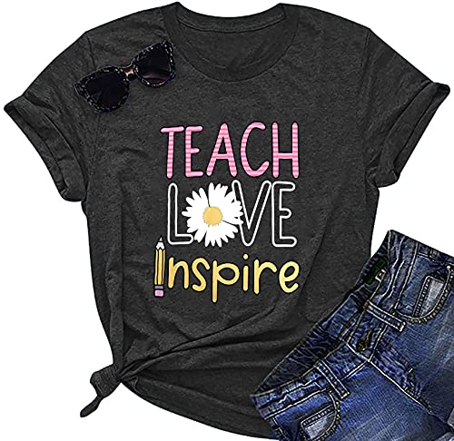 Women's T-Shirt Teaching Kindness Teacher Shirt Funny Short Sleeve Inspirational Graphic Tee Top
