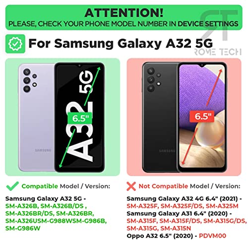 Rome Tech Phone Holster Case With Belt Clip For Samsung Galaxy A32 5G [Not For A32] Slim Heavy Duty Rugged Slide Hip Holster Cover With Kickstand Compatible With Samsung A32 5G - Matte Black #TOP1