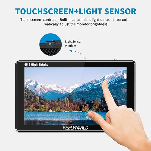 Image of FEELWORLD 1600Nit 4k Ultra Bright Camera Video Monitor 5.5 Inch HDMI Touch Screen DSLR Field Monitor 1920x1200 IPS F970 External Power and Install Kit