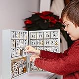 Wooden Christmas Advent Calendar Book with 24 Drawers for Kids,Countdown to Christmas,LED Christmas Decoration (Wood)