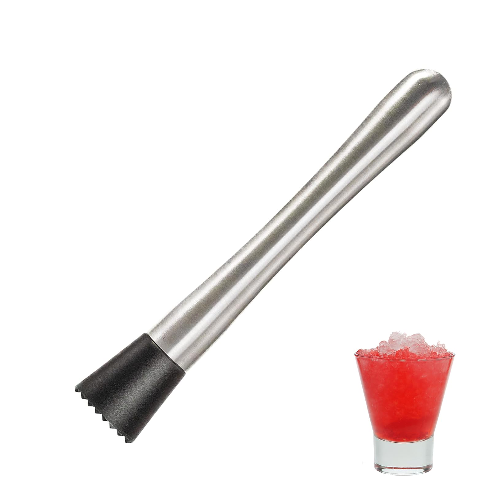 Cocktail Muddler,Stainless Steel Muddler with Grooved Head,Multi-Functional Cocktail Stirrers,20cm Fruit Mixer Bartending Tool,Bartender Cocktail Making Kit for Professional and Amateur Alike