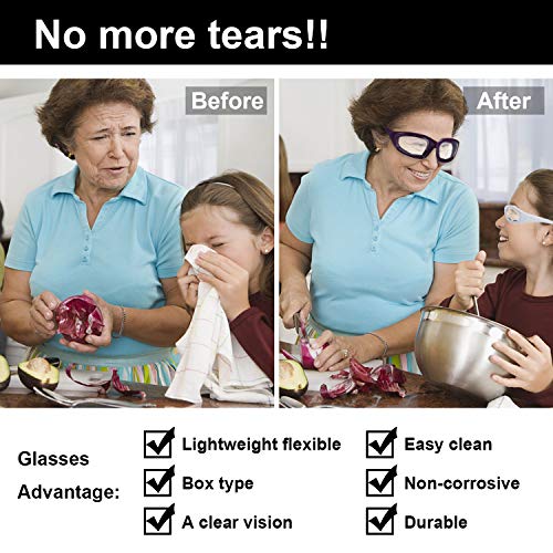 3 Pack Onion Goggles Glasses, Anti-Fog No-Tears Kitchen Onion Glasses with Inside Sponge, Kitchen Gadget for Chopping Onion Tearless BBQ Grilling Dust-proof, Eye Protection Glasses Kitchen Tool