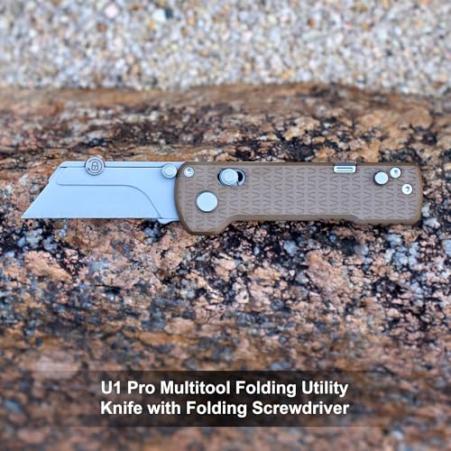 Image of OKNIFE U1 Pro Multitool Folding Utility Knife with Folding Screwdriver, Quick Change Blade, Rail Lock & Pocket Clip for Men Women (PEEK)