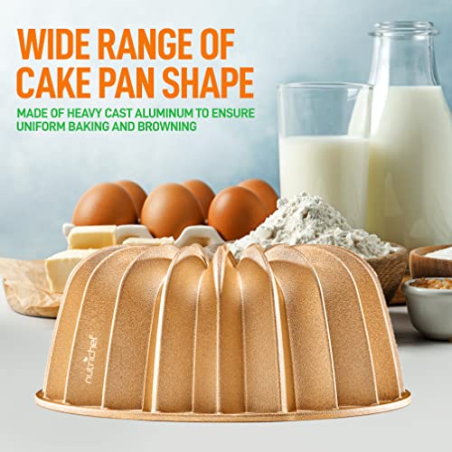 Nutrichef Bundt Cake Tin – 25cm Non Stick Fluted Cake Mould with Vertical Line Design, Cast Aluminium Bundt Pan for Elegant Ring Cakes, Easy Release, Dishwasher Safe, Dual-Layer Nonstick Coating - Image 5