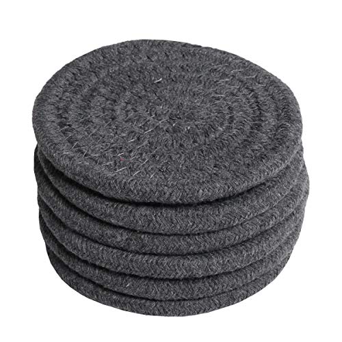 image for SHACOS Woven Braided Coasters Set of 6 Cotton Thick Large Drink Coaste