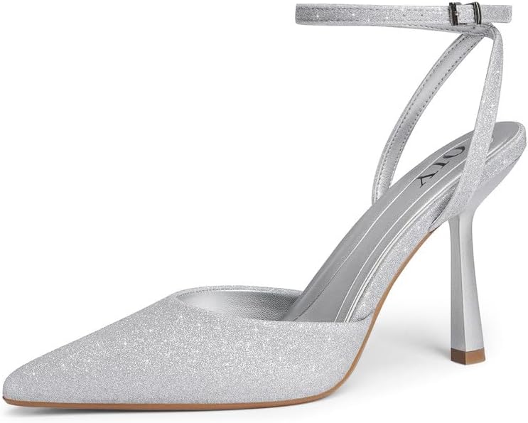 Closed Toe Ankle Strap Heels Women Pumps Pointed Toe Heeled Sandals for Women Stiletto Wedding Dress Shoes