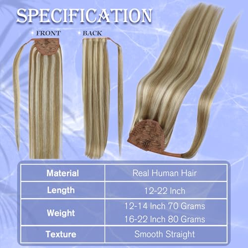 Image of Full Shine Ponytail Extension Human Hair, Champagne Blonde, Event Style