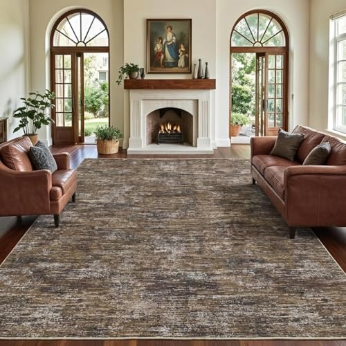 Tapete decorativo GarveeHome 9x12 lavable marrón miniatura 1