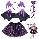 Photo Gallery hiullen costume di halloween per bambini, 4 pezzi, costume da pipistrello per bambine 3-8 anni, con cerchietto per capelli, tutù viola, ali e bacchetta magica per carnevale halloween cosplay party Photo Gallery hiullen costume di halloween per bambini, 4 pezzi, costume da pipistrello per bambine 3-8 anni, con cerchietto per capelli, tutù viola, ali e bacchetta magica per carnevale halloween cosplay party