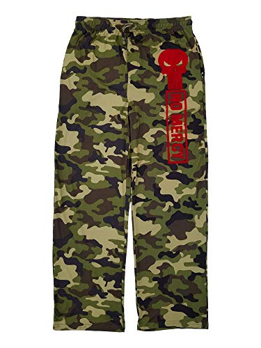 Mad Engine Marvel Mens Green Army Camouflage Punisher Skull Sleep Pants Pajama Bottoms XL