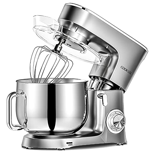 COOKLEE Stand Mixer, 9.5 Qt. 660W 10-Speed Electric Kitchen Mixer with Dishwasher-Safe Dough Hooks, Flat Beaters, Wire Whip & Pouring Shield Attachments for Most Home Cooks, SM-1551