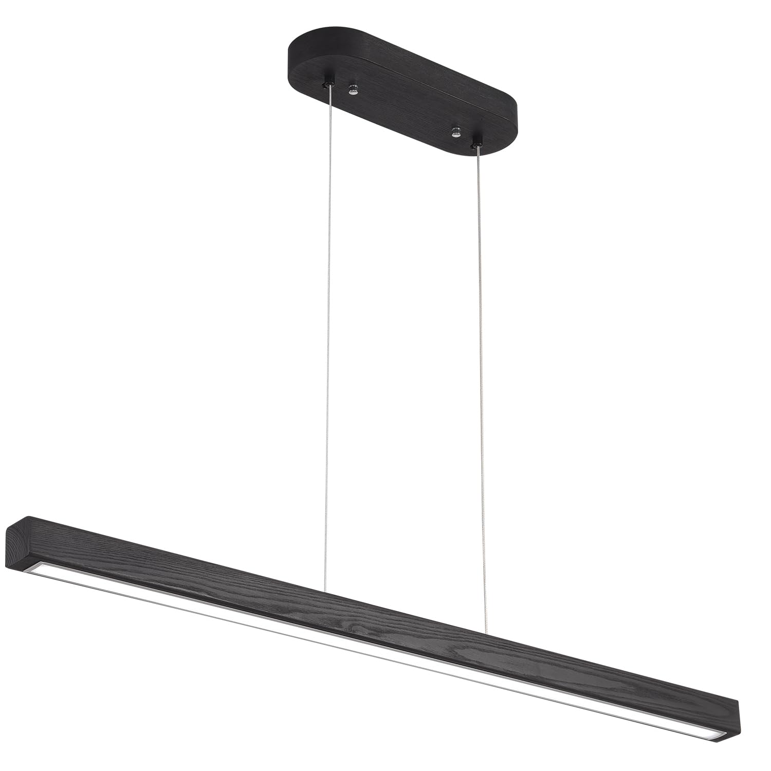 Photo 1 of YISDESIGN 71" Black Linear Pendant Light Wooden Led Linear Pendant Light Fixtures Ceiling Hanging Dimmable Pendant Lights for Dining Room Kitchen Island Pool Table Lights Black Wood Finish