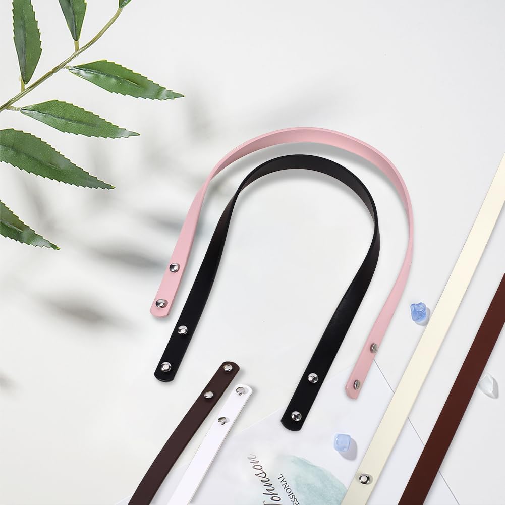12PCS 23.62 Inch PU Leather Handbag Top Handle Replacement with Rivets 6 Colors Quilted Purse Strap Belt Band Mount Strap Shouler Underarm Tote Bag Handles for Women DIY Bag Making Repairing
