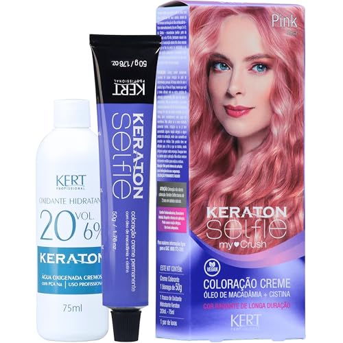 KERT Coloração Permanente Em Creme Para Cabelos Com Cistina E Óleo De Macadâmia Selfie My Crush 50G Keraton Pink/Rosa