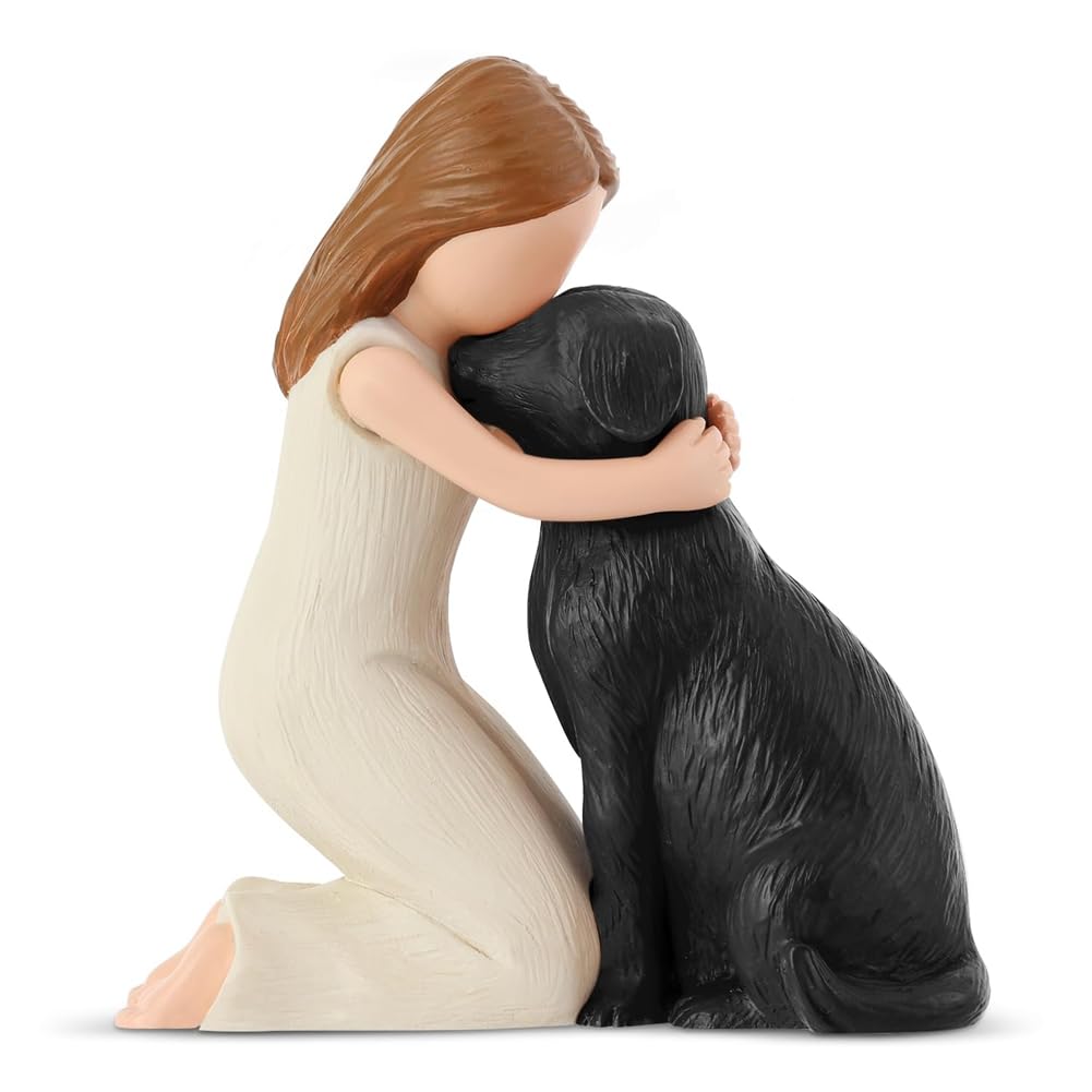 Rersduyt Black Dog Remembrance Gift Love My Dog Figurine Statue Loss Of Dog Sympathy Gift