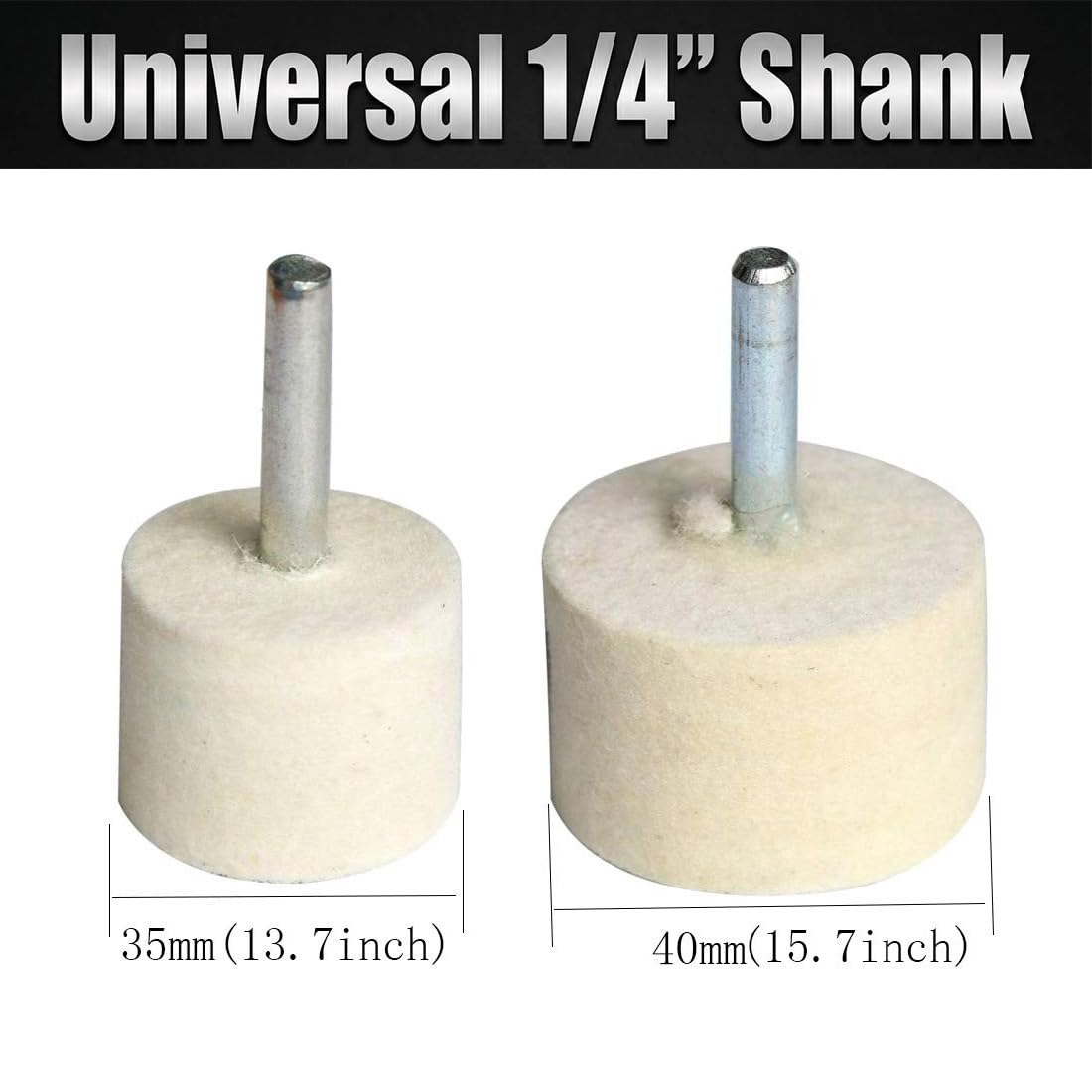 Wool Felt Polishing Bits - 1/4" Shank (Pack of 10) -2
