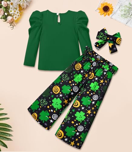 Image of MIGU Toddler Girl Clothes,Girls Fashion Clothes Puff Sleeves Shirt Pants Headband 3Pcs Girls Gifts Sets