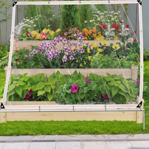 BCBIG Plane Transparent mit ösen wasserdichte Durchsichtig Abdeckplane PVC 420 g/m² Für Pavillon, Balkon, Balkonmöbel,Gartenmöbel. mit Seil 2x1m