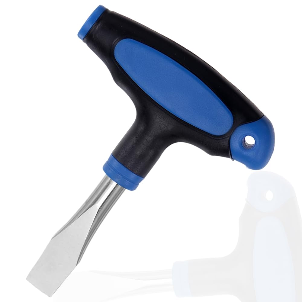 T Handle Screwdriver 10mm Slotted Screwdriver Ergonomic Flat Head Screwdriver for Slotted Screw Used on Quick Release Plate or Camera Tripod Monopod (Blue and Black)